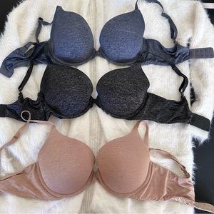3 Victoria’s Secret Tee Tshirt Bra size 34D GUC